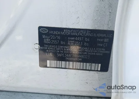 2017 Hyundai Sonata Sport из США, поврежденный, VIN 5NPE34AF7HH448323